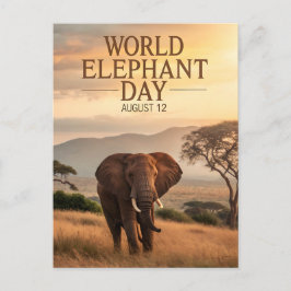 Postal World Elephant Day African Savanna Art