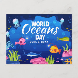 Postal World Oceans Day Deep Sea Life Edición Texto