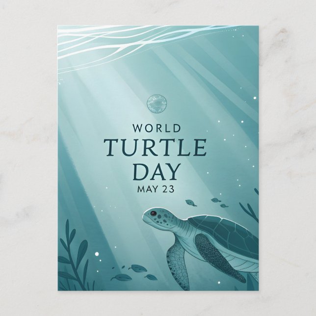 Postal World Turtle Day Underwater Sea Turtle Art (Anverso)