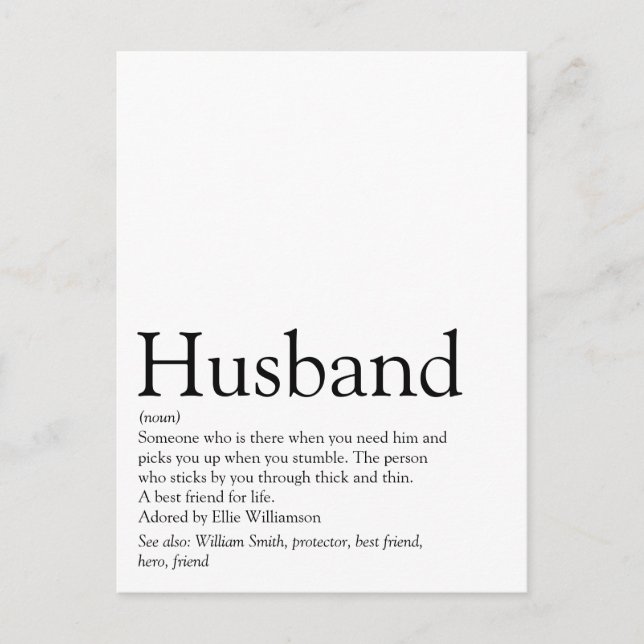 Postal World's Best Ever Husband Definition (Anverso)