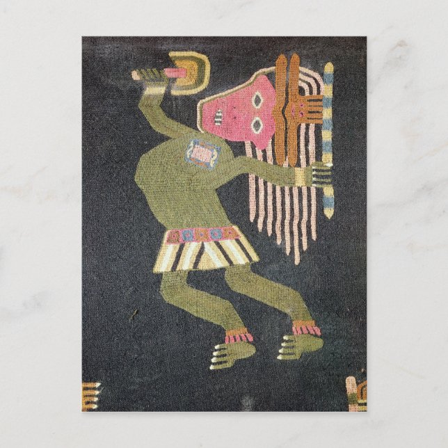 Postal Woven wool dancer with baton, Paracas tribe (Anverso)