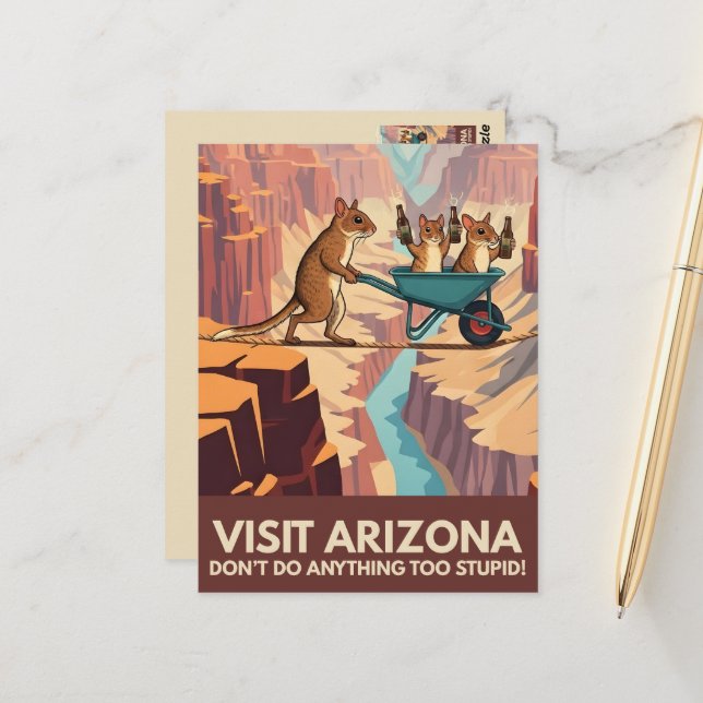 Postal WPA style Visit Arizona Postcard (Anverso/Reverso In Situ)