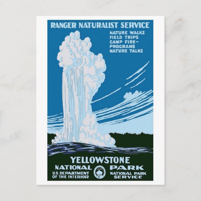 Postal WPA vintage del Parque Nacional Yellowstone (Anverso)