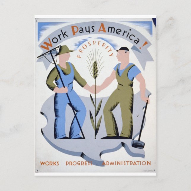 Postal WPA - Work America (Anverso)