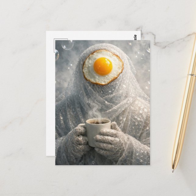 Postal Wrapped in Bubble Surreal Breakfast Fried Egg  (Anverso/Reverso In Situ)