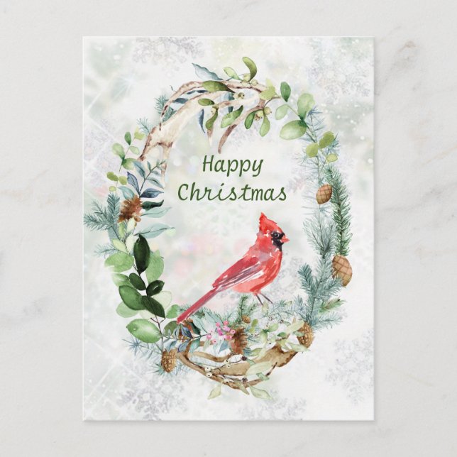 Postal Wreath Cardinal Bird (Anverso)