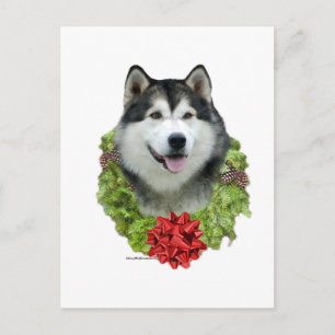 Postal Wreath de Alaskan Malamute