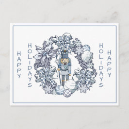 Postal Wreath de cazadores de nueces de Navidades blancos