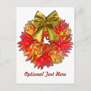 Postal Wreath de pimiento de chile seco y compás de oro