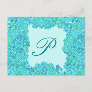 Postal Wreath de Poinsettia con monograma, turquesa