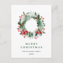 Postal Wreath Holly Berry Pine Forest Navidades