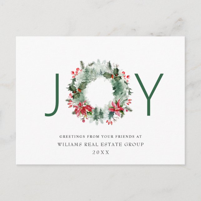 Postal Wreath Holly Berry Pine Forest Navidades (Anverso)