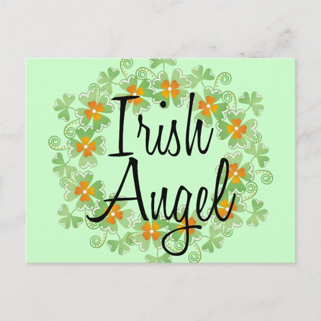 Postal Wreath irlandesa Angel Shamrock (Anverso)