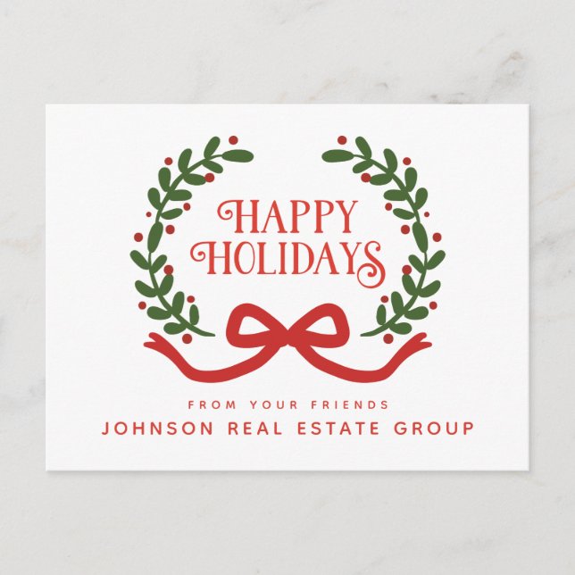 Postal Wreath navidades | Saludos de vacaciones (Anverso)