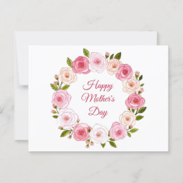 Postal Wreath Rosa de color de agua de bonito