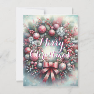 Postal Wreath Sage Green y Navidades Personalizados Rosa