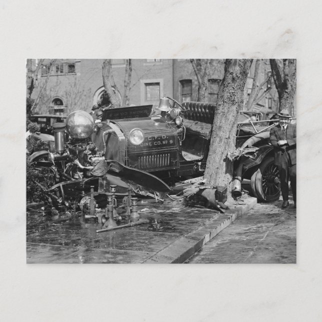 Postal Wreck de motor de fuego, 1922 (Anverso)