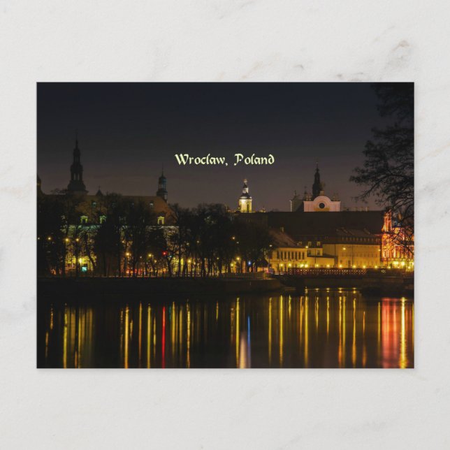 Postal Wroclaw, fotografía del paisaje urbano de Polonia, (Anverso)