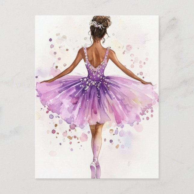Postal Wunderschöne Aquarell Ballerina im Tutu  (Anverso)