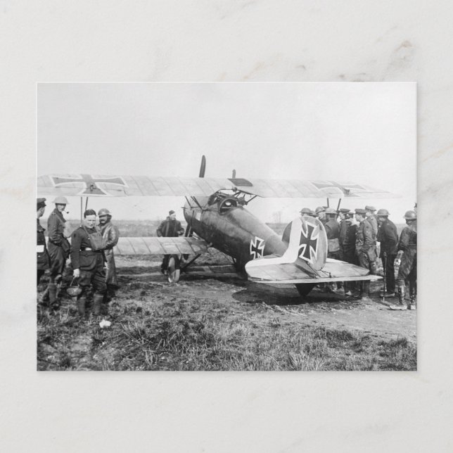 Postal WW1 avión de combate alemán, los años 10 (Anverso)