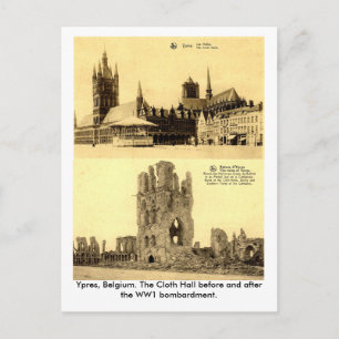 Postal WW1 - Ypres, la sala de tela
