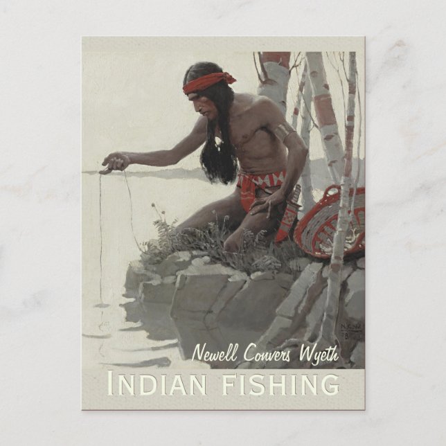 Postal Wyeth pescando indios CC0480 (Anverso)