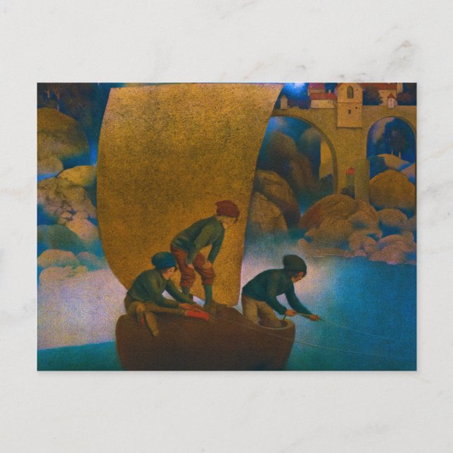 Postal Wynken, Blynken y Nod, 1905 por Maxfield Parrish (Anverso)