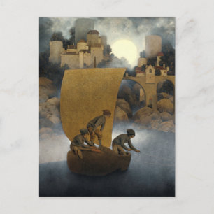 Postal Wynken, Blynken y Nod, por Maxfield Parrish 1902