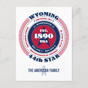 Postal Wyoming, Cheyenne, WY, Patriótico, Monograma