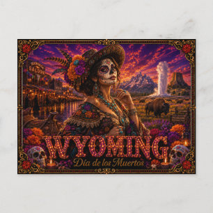 Postal Wyoming Día de los Muertos Retro
