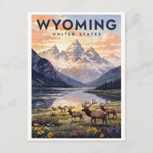 Postal Wyoming EE. UU. Viaje Vintage