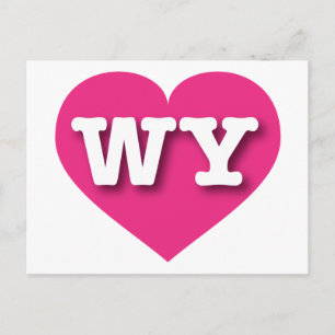 Postal Wyoming Hot Pink Heart - Amo WY