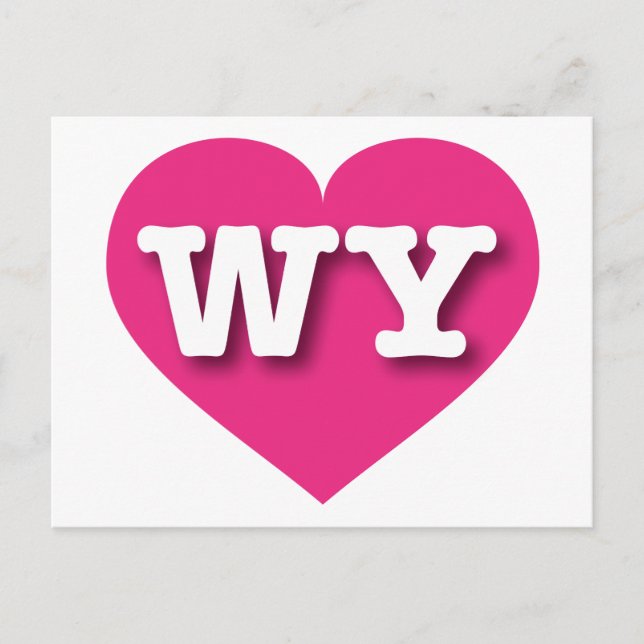 Postal Wyoming Hot Pink Heart - Amo WY (Anverso)