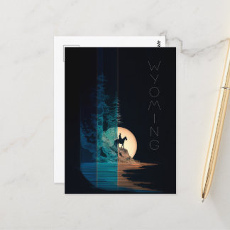 Postal Wyoming, jinete de caballos, Luna llena de pie