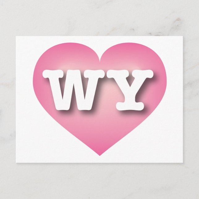 Postal Wyoming Pink Fade Heart - Amo WY (Anverso)