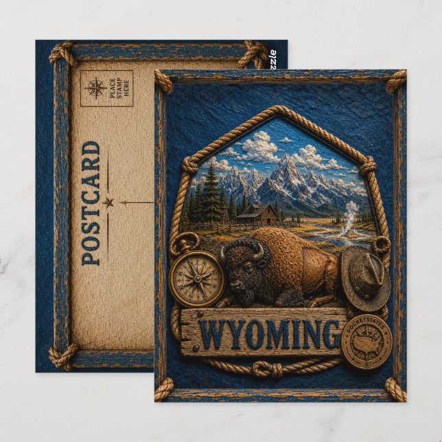 Postal Wyoming Viajes Antiguos (Anverso / Reverso)