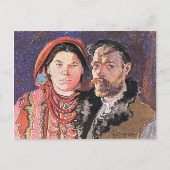 Postal Wyspianski, El artista y su esposa, 1904 (Anverso)