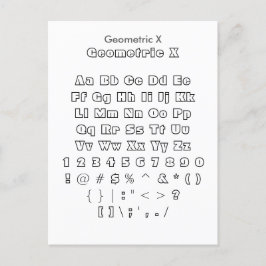 Postal X geométrica - Hoja de ejemplo de fuente de zazzle