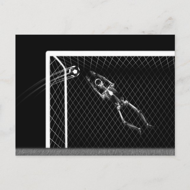 POSTAL X-RAY SKELETON SOCCER GOALIE B&W (Anverso)