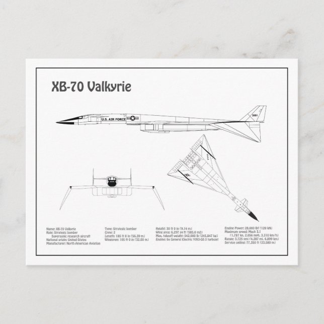 Postal XB-70 Valkyrie - Planes de Planes de Planes de Pla (Anverso)