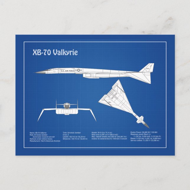 Postal XB-70 Valkyrie - Planes de Planes de Plano de Plan (Anverso)