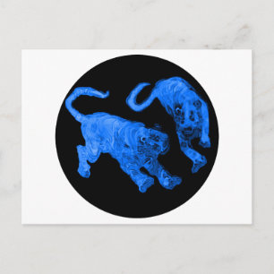 Postal Xian China 2002 Tigres Fantasma Azul Tra Círculo N