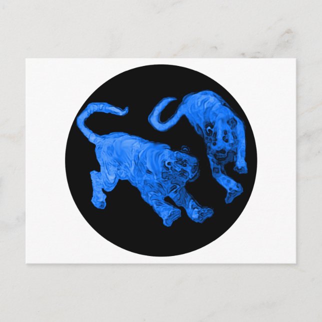 Postal Xian China 2002 Tigres Fantasma Azul Tra Círculo N (Anverso)