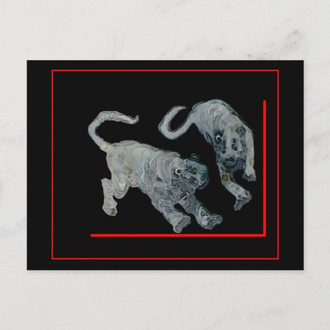 Postal Xian China 2002 Tigres Fantasma Borde Rojo El MUSE (Anverso)