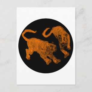 Postal Xian China 2002 Tigres Fantasma Marrón Círculo Neg