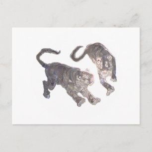 Postal Xian China 2002 Tigres Fantasma Transp Círculo Bla