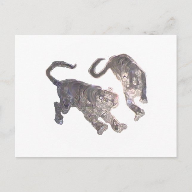 Postal Xian China 2002 Tigres Fantasma Transp Círculo Bla (Anverso)