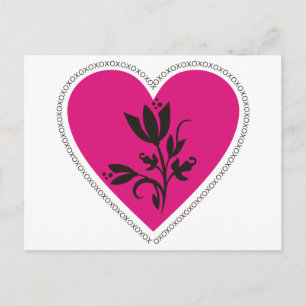 Postal XO Fuchsia Heart and Tulip