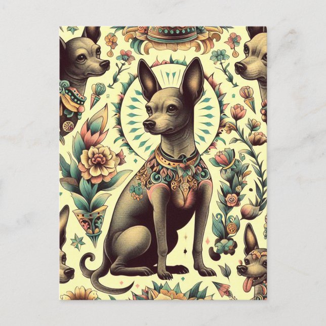 Postal Xoloitzcuintle de época (Anverso)
