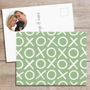 Postal XOXO Abrazos y Besos Tipografía Verde Foto Moderno